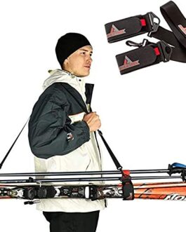 Athletrek Ski and Pole Carrier Strap with Durable Cushioned Hook and Loop to Protect Skis from Scratches | Bonus Ski Boot Carrier | Perfect Ski Snow Gear Accessory | Use Over Shoulder to Free up Hands