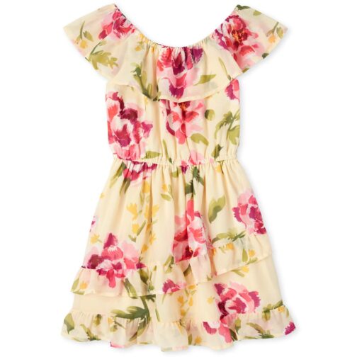 The Children's Place Girls' Floral Ruffle Dress