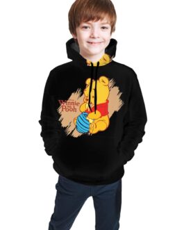 Wi-N-N-Ie Bear The P-O-O-H Print Pullover Hoodies Youth Boys Girls Hooded Seatshirts Sweaters