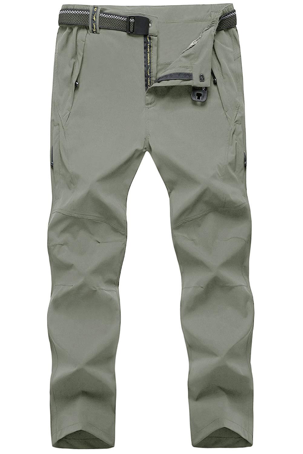 TBMPOY Men’s Outdoor Quick-Dry Lightweight Waterproof Hiking Mountain Pants with Belt