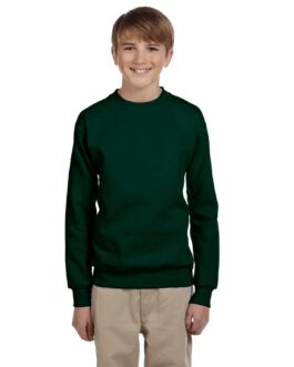 Hanes Big Boy’s Crewneck Fleece Sweatshirt, Deep Forest, Large