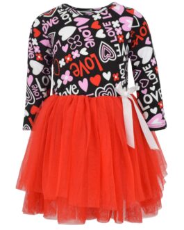 Unique Baby Girls Valentine’s Day Love and Heart Dress with Tutu
