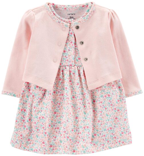 Carter's Baby Girls' 2-Piece Floral Bodysuit Dress & Cardigan Set